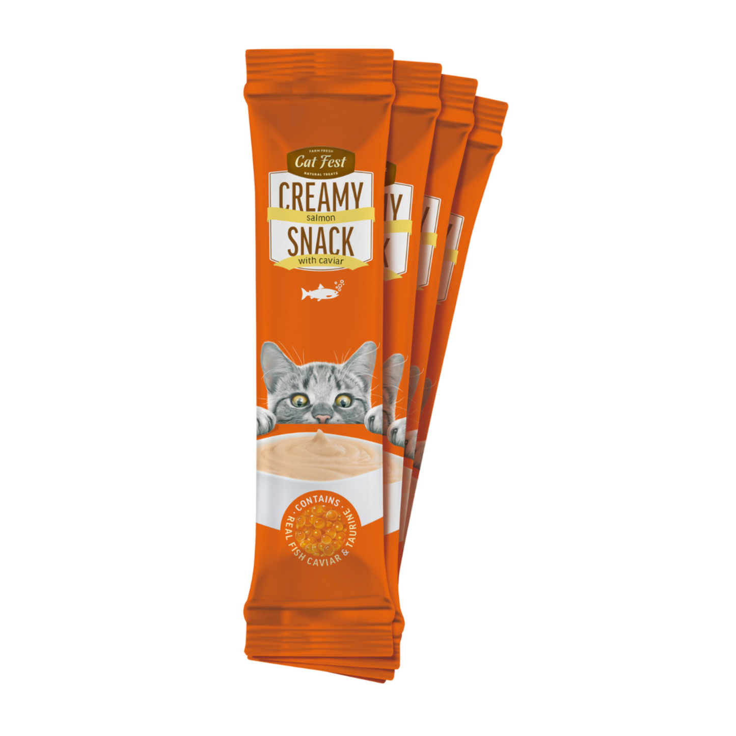 Cat Fest Creamy Snacks-Salmon With Caviar - 4x10g