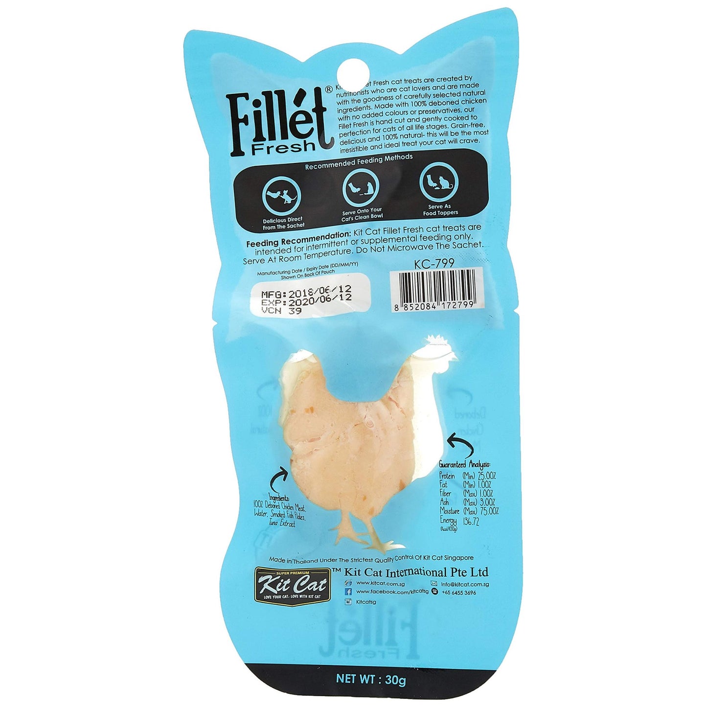 Kit Cat Fillet Fresh Chicken & Smoked Fish Cat Treats - 30G