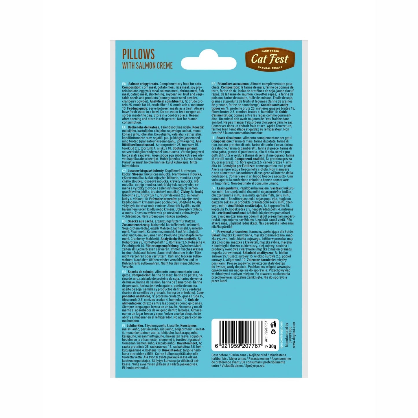 Cat Fest Pillows with Salmon Cream – 30g Omega-Rich Cat Snacks