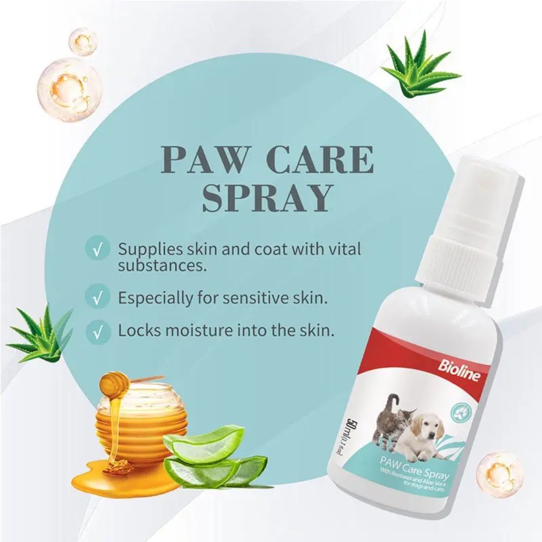 Bioline Paw Care Spray 50ml Quick-Absorb Moisturizer for Pet Paws