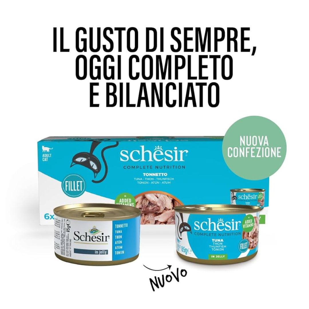 Schesir Complete & Balanced Nutrition Wet Cat Food in Broth Can- Tuna 85g