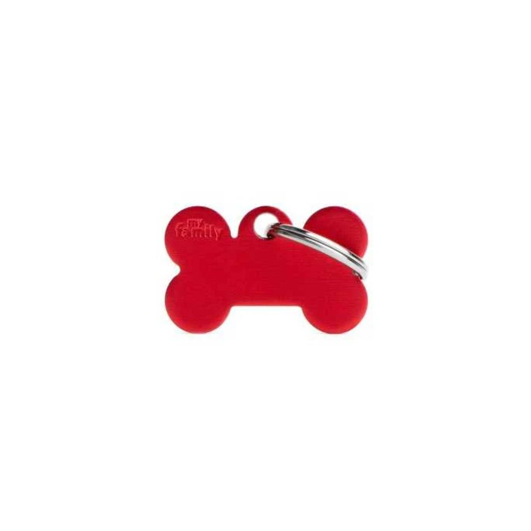 My Family Pet ID Tag – Small Bone Aluminium Red