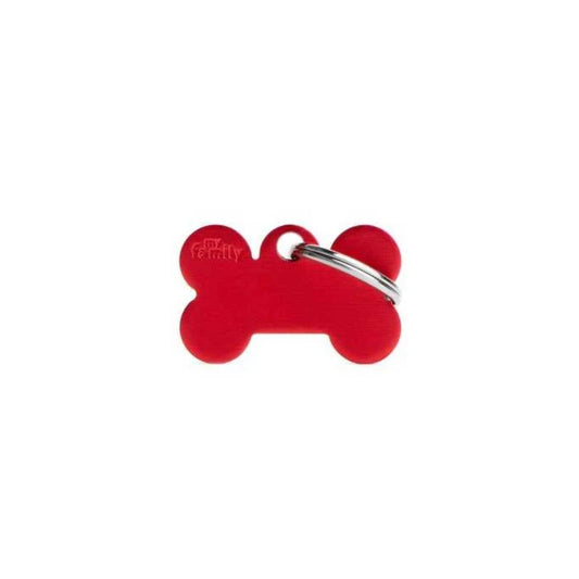 My Family Pet ID Tag – Small Bone Aluminium Red