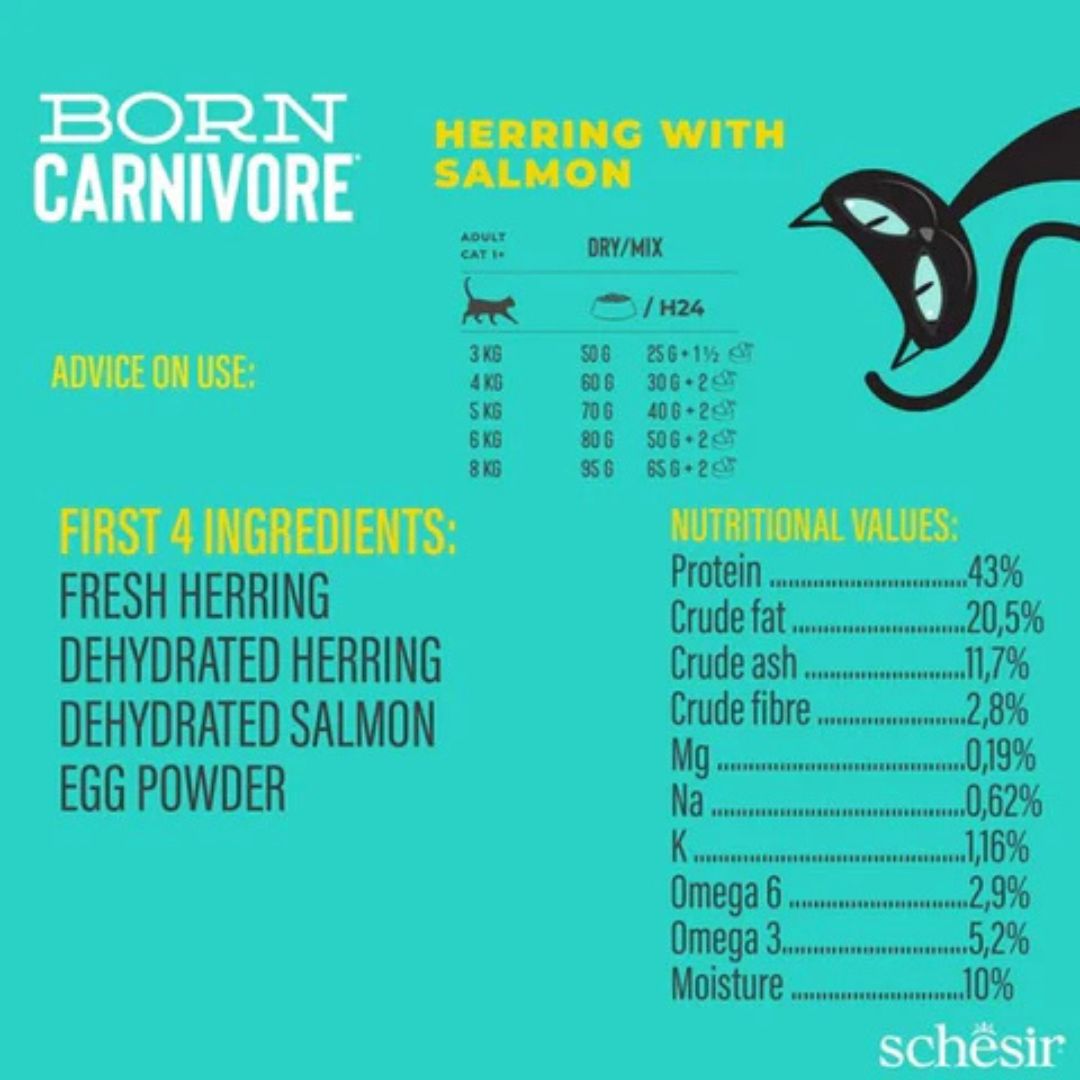 Schesir Born Carnivore Herring & Salmon Dry cat food 1.25kg