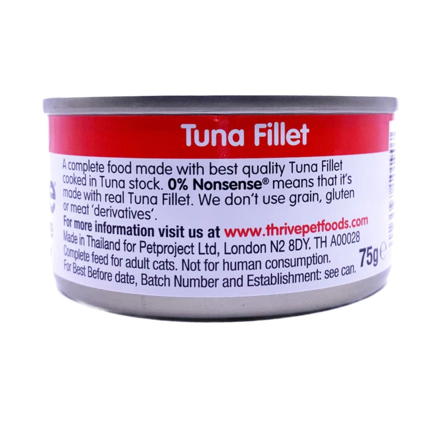 Can of tuna fillet with a red label on a white background