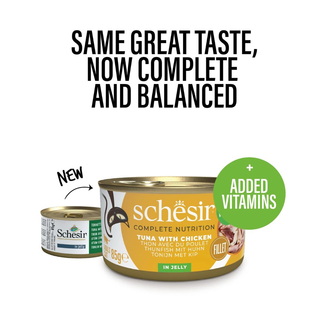 Schesir Complete & Balanced Nutrition Wet Cat Food in Jelly Can[Multi pack]- Tuna With Chicken-(6X50g)