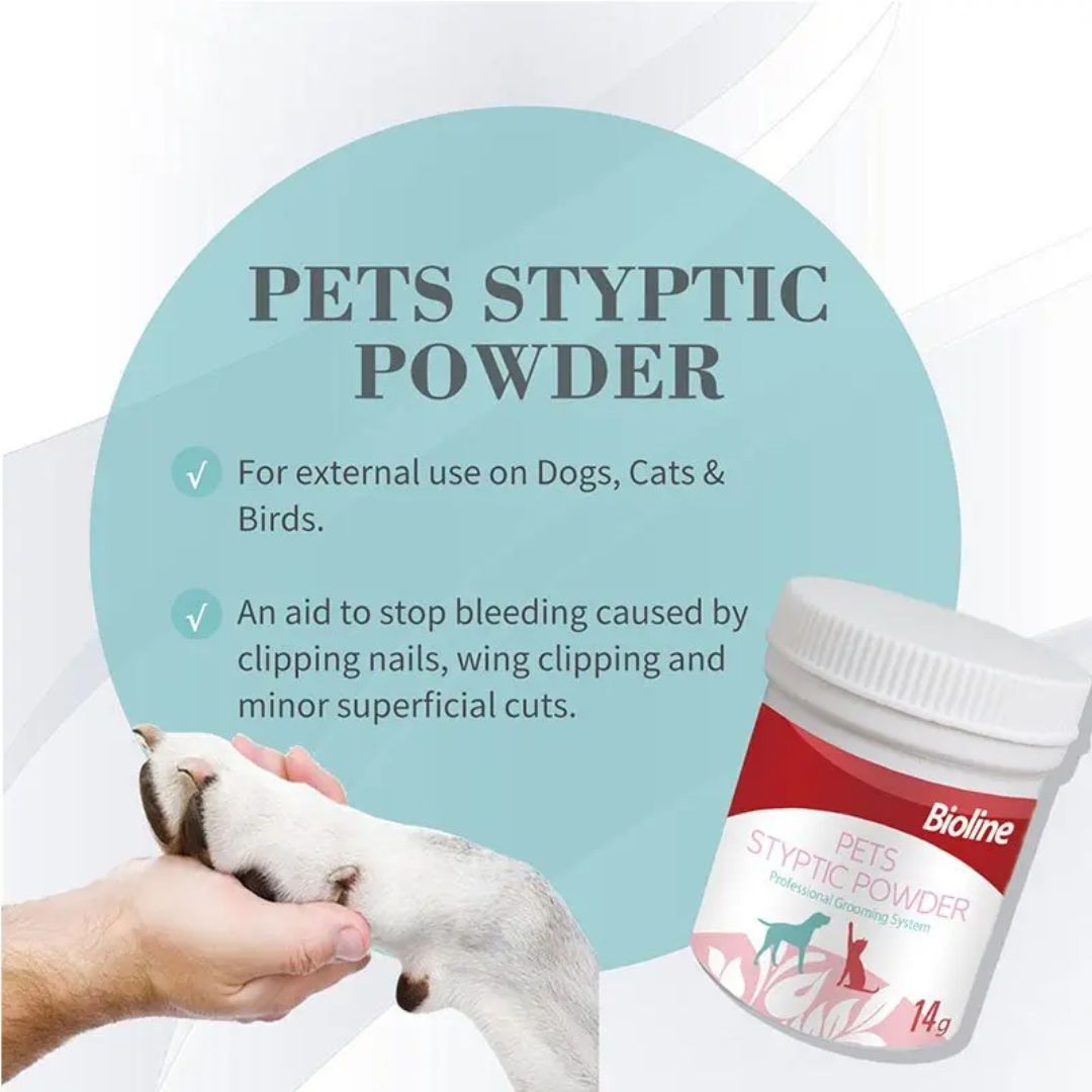 Bioline Blood Stopper Styptic Powder First Aid for Pets' Minor Cuts