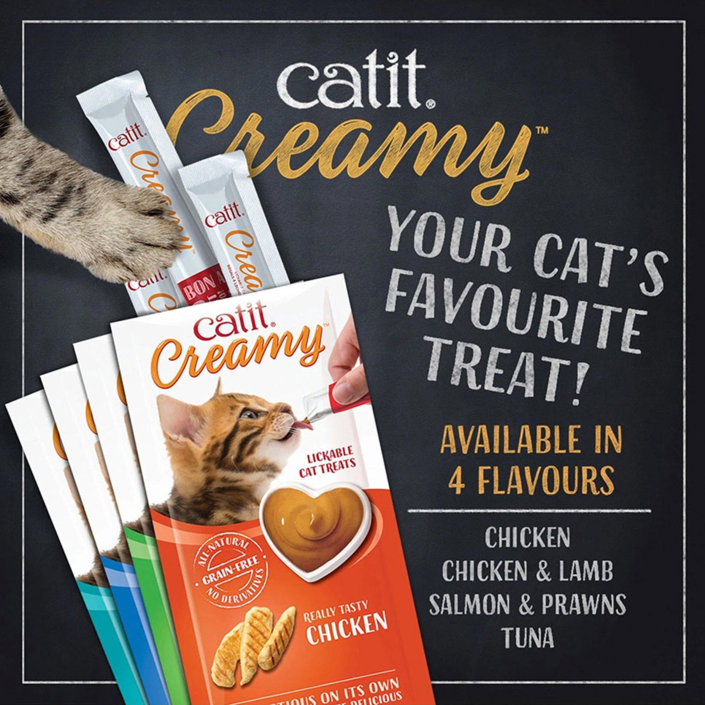 Catit Creamy Lickable Cat Treats With Chicken Flavor - 4x10g