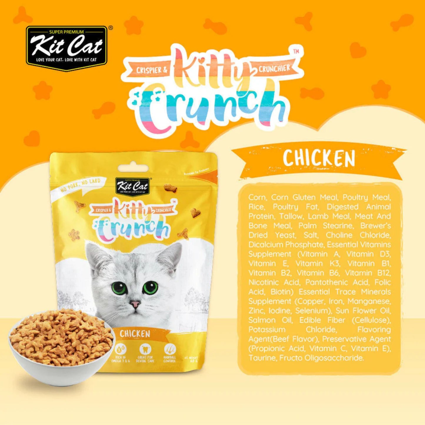 Kit Cat Kitty Crunch Chicken Flavour Cat Treats - 60g