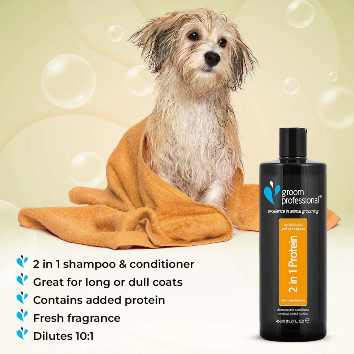 Groom Professional 2 In 1 Protein Shampoo - 450 ml