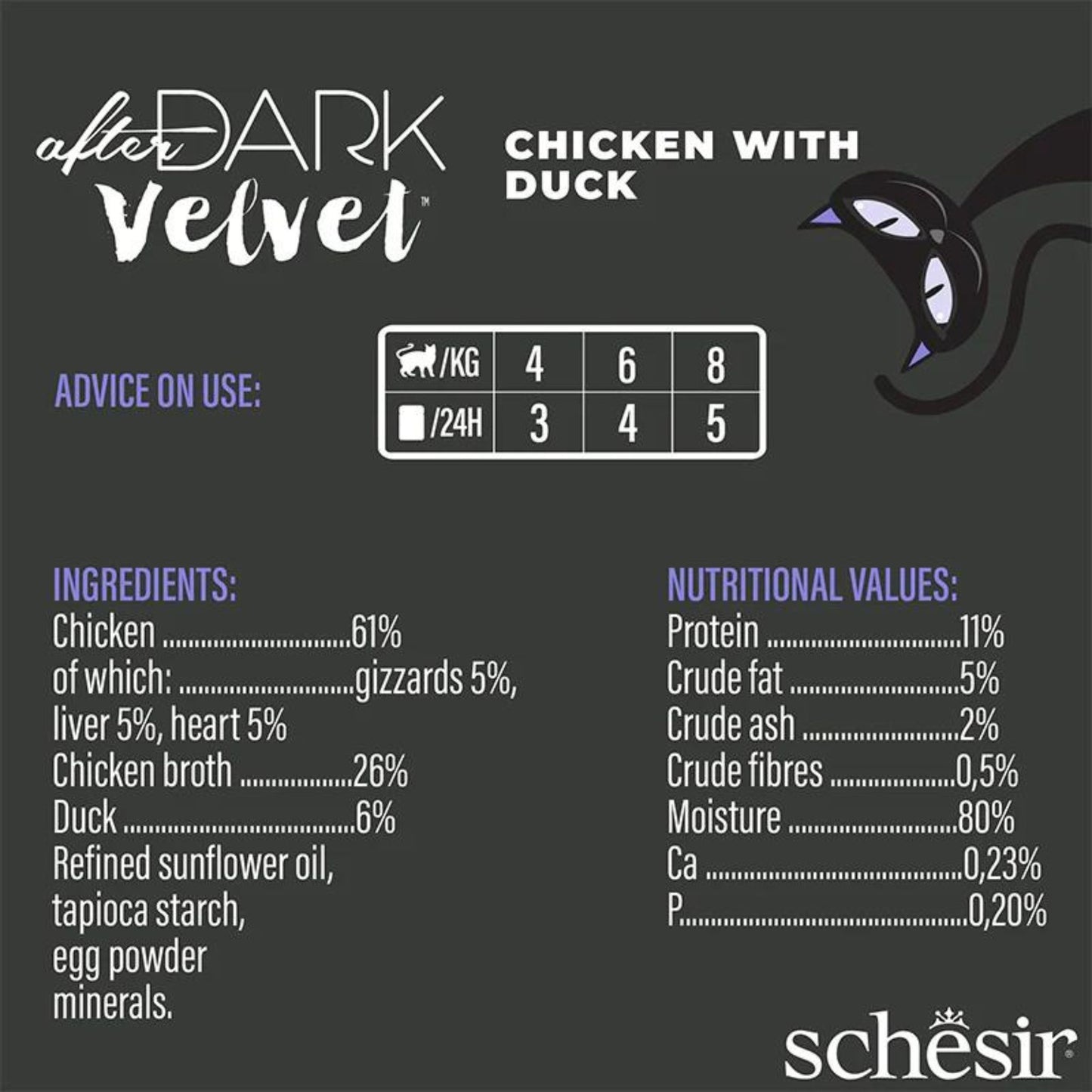 Schesir After Dark Velvet Mousse Chicken with Duck Cat Food Pouch - 80 g