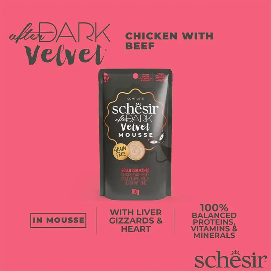 Schesir Velvet Mousse Chicken & Beef Wet Cat food 80G