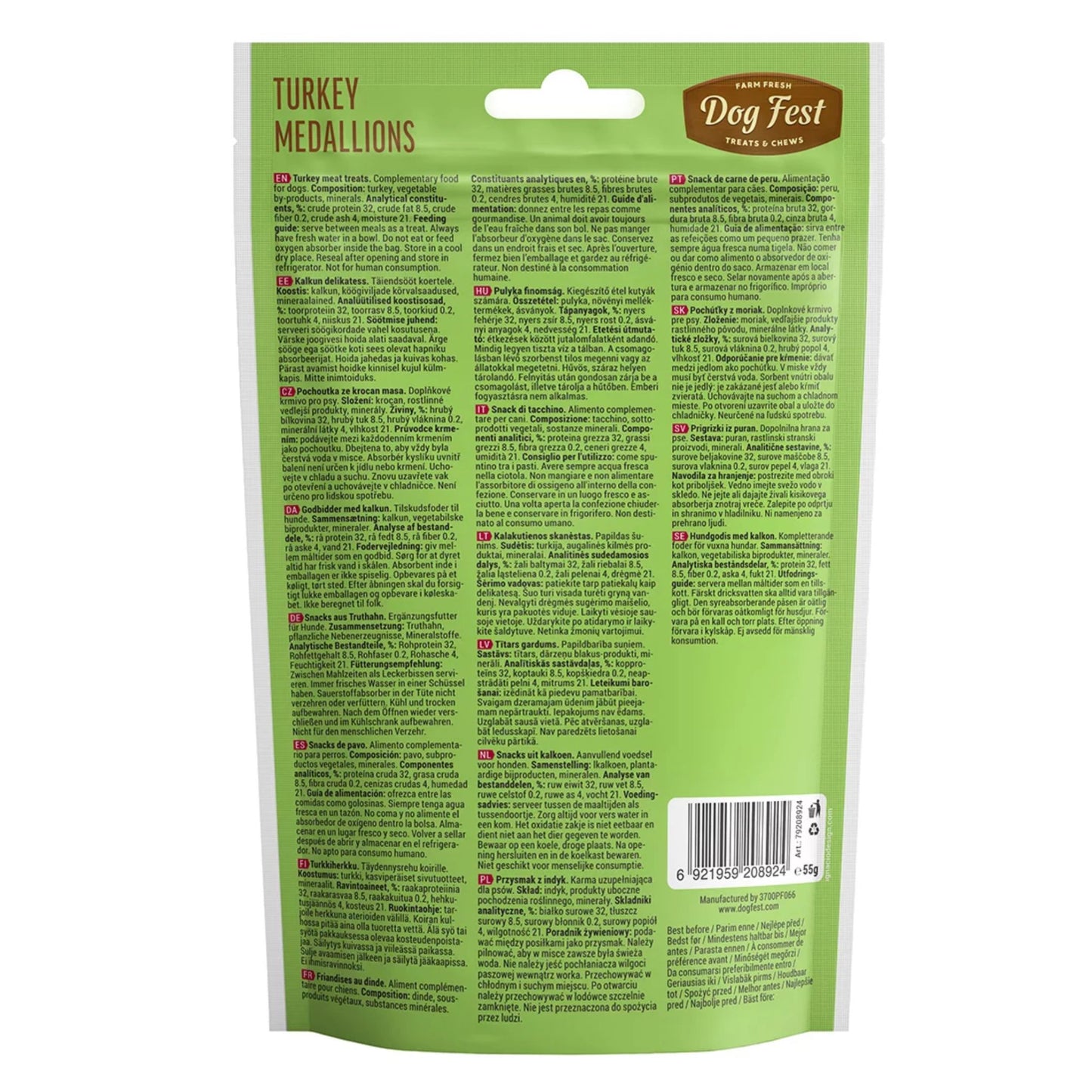 Dog Fest Turkey Medallions for Small Breeds – 55g