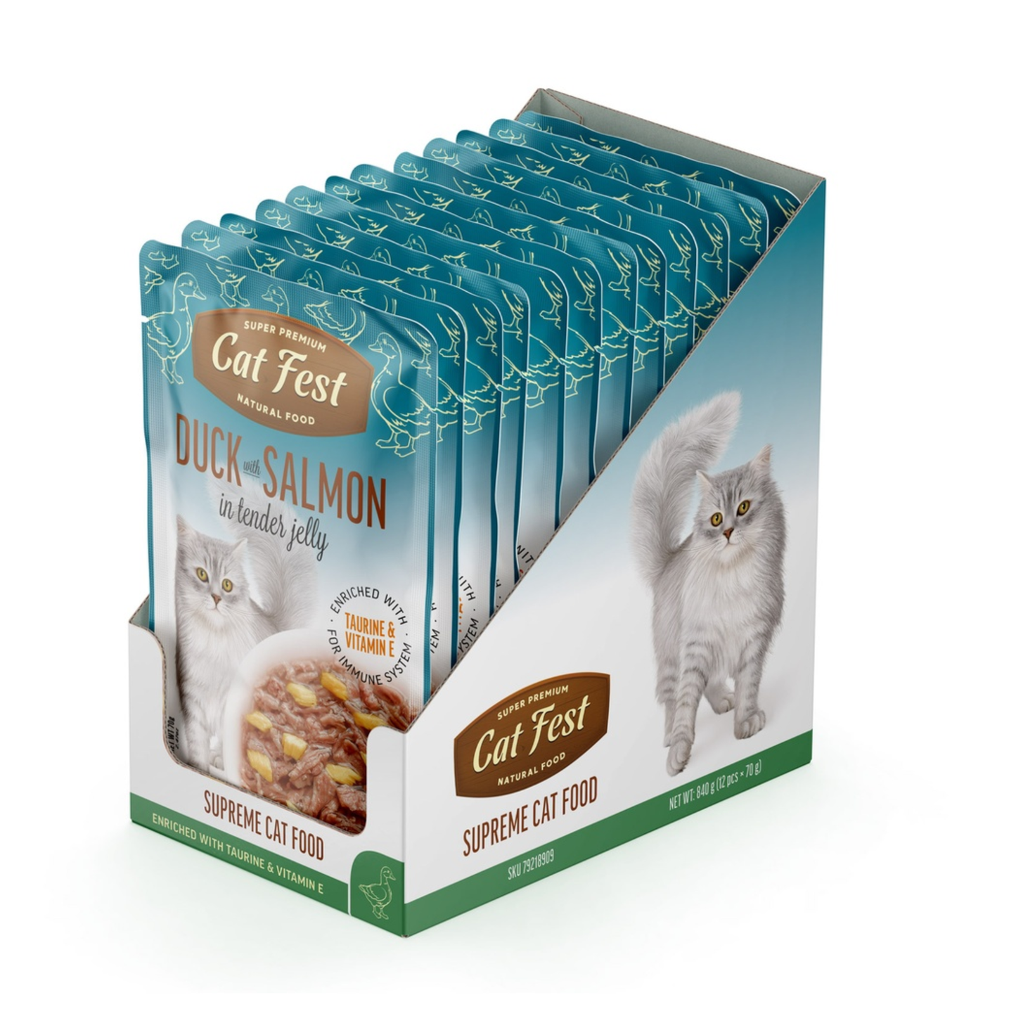 Cat Fest Duck With Salmon In Tender Jelly For Cat Wet Food