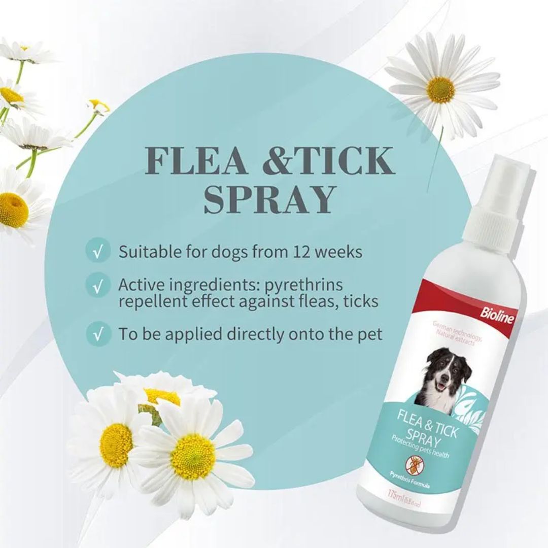 Bioline Flea & Tick Spray 175ml Effective Flea Control for Pets