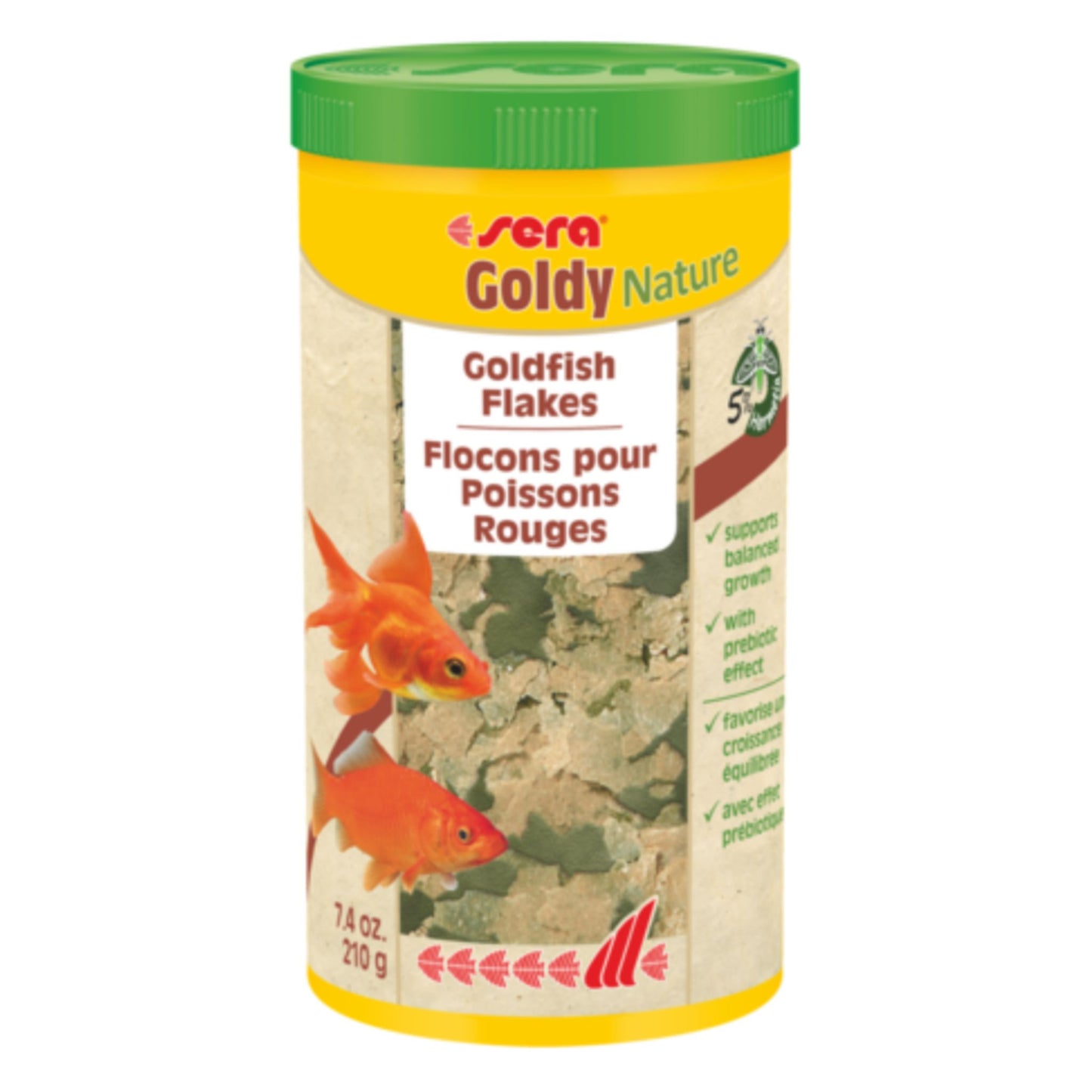 Sera Goldy Nature Goldfish Flakes packaging on a white background