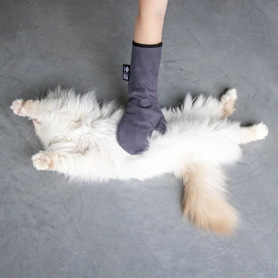 Duvo+ Amber Microfiber Care Glove – 2-Pack Pet Grooming, 35x17x2cm Grey