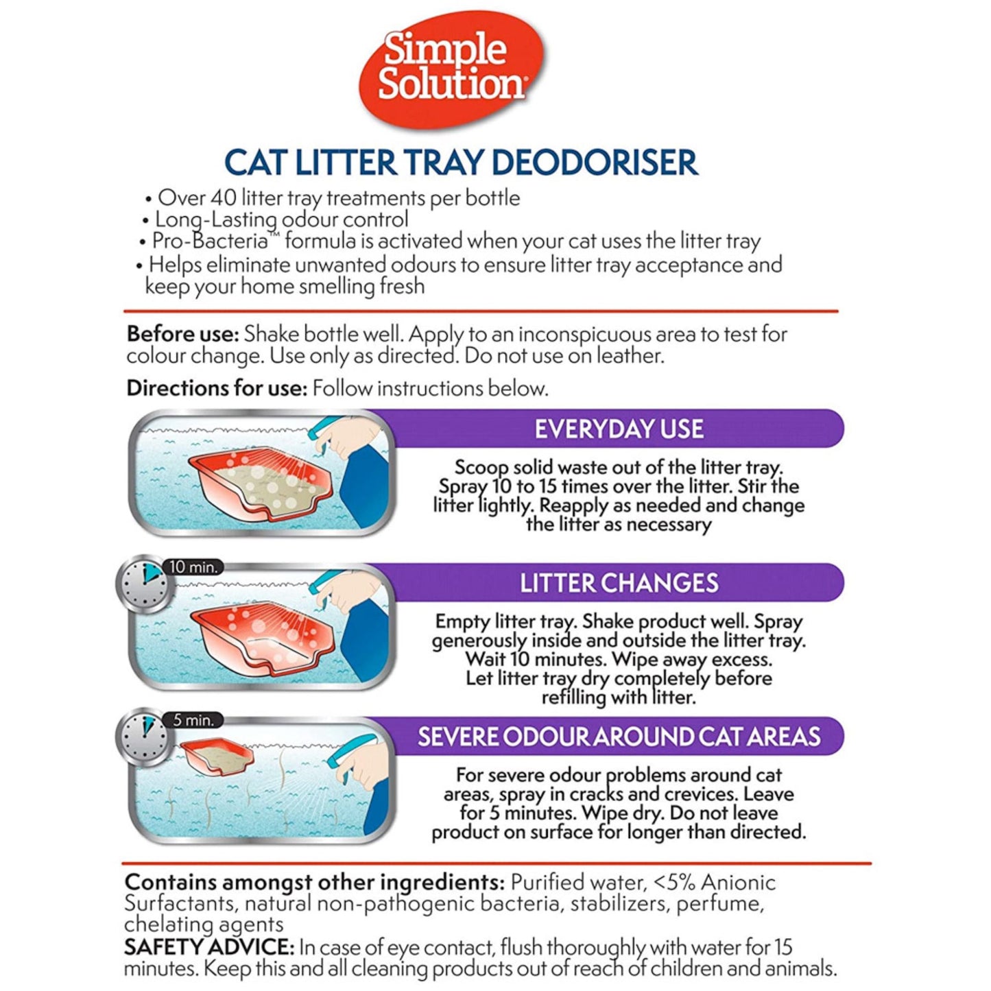 Simple Solution Cat Litter Tray Deodoriser – 500ml