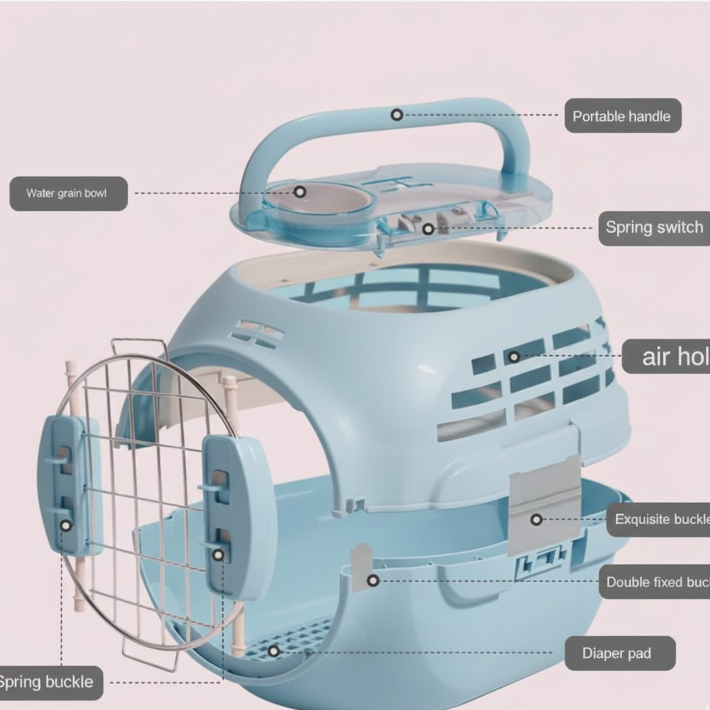 Pado Guard Pet Carrier Blue - 49x31.5x28cm