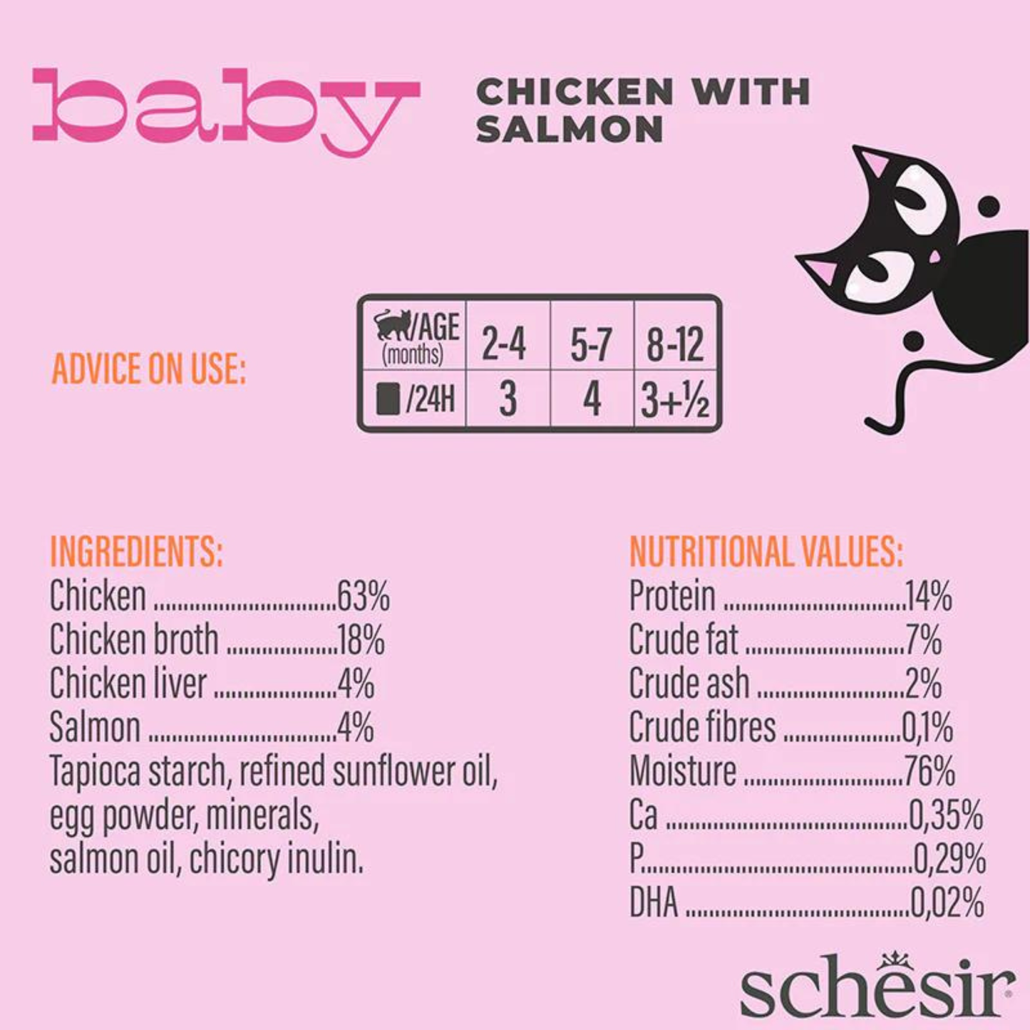 Schesir Baby Kitten Chicken & Salmon Wet Food - 70G