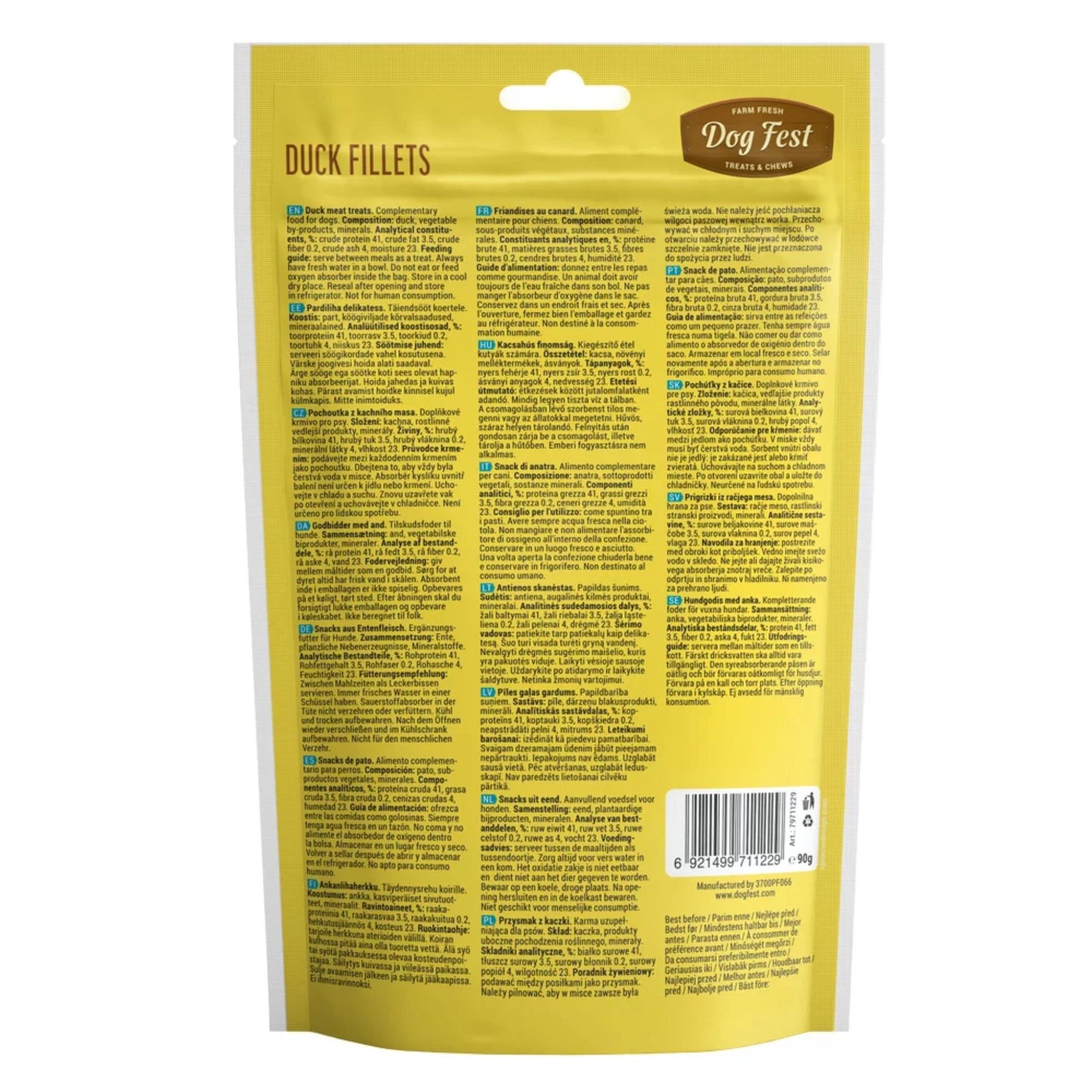 Dog Fest Duck Fillets for Adult Dogs - 90g (3.17 oz)