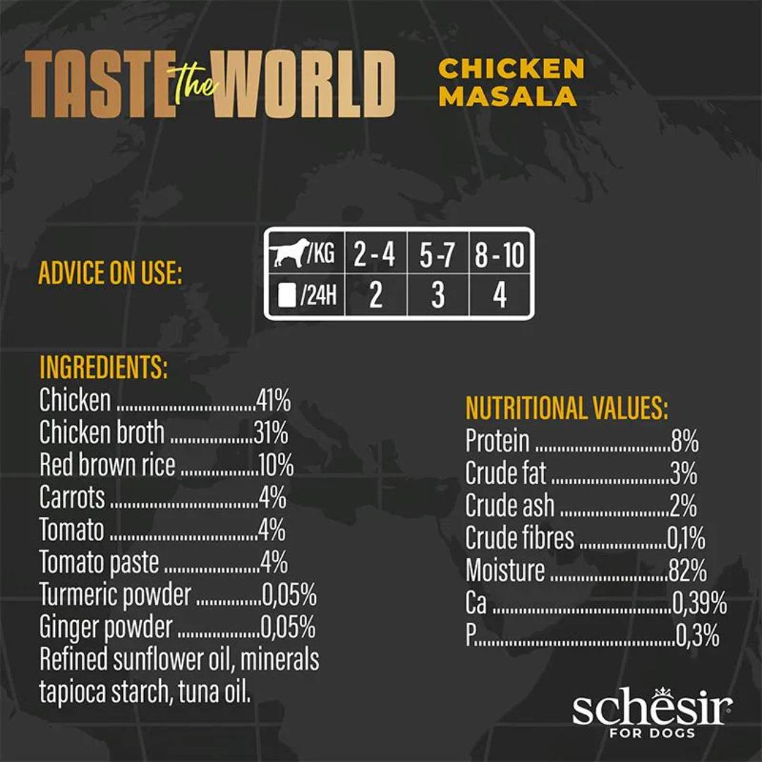 Schesir Dog Wet Food Taste the World Chicken Masala 150G