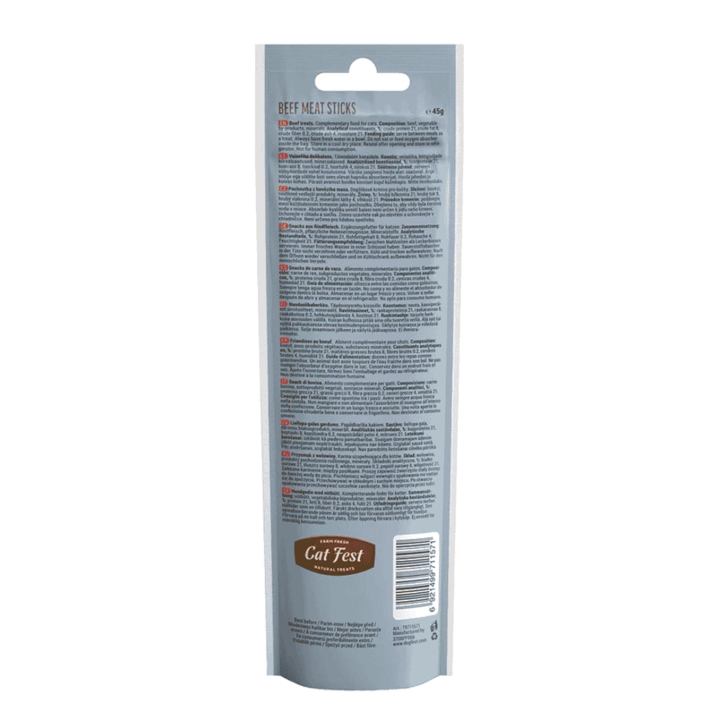 Cat Fest Beef Meat Sticks for Cats – 45g Tasty Chewy Treats