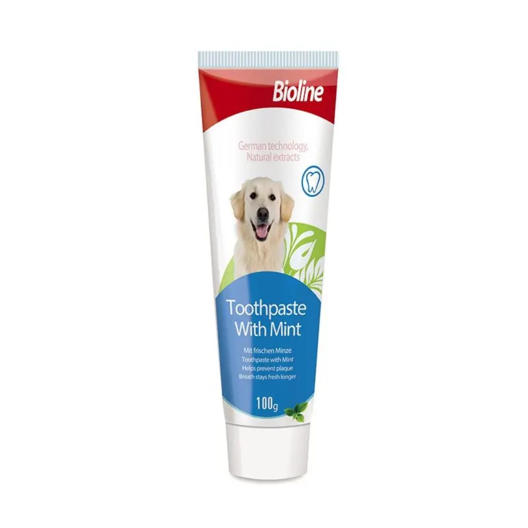 Bioline Dental Care Set 100g Mint Flavor Toothpaste for Pets