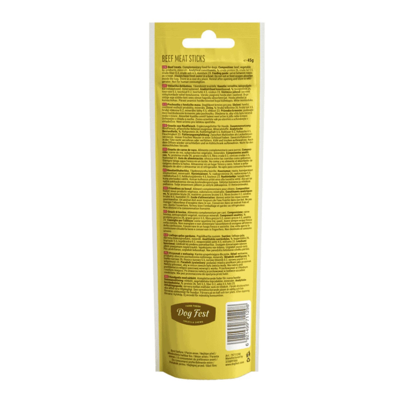 Dog Fest Beef Meat Sticks for Adult Dogs - 45g (1.59 oz)