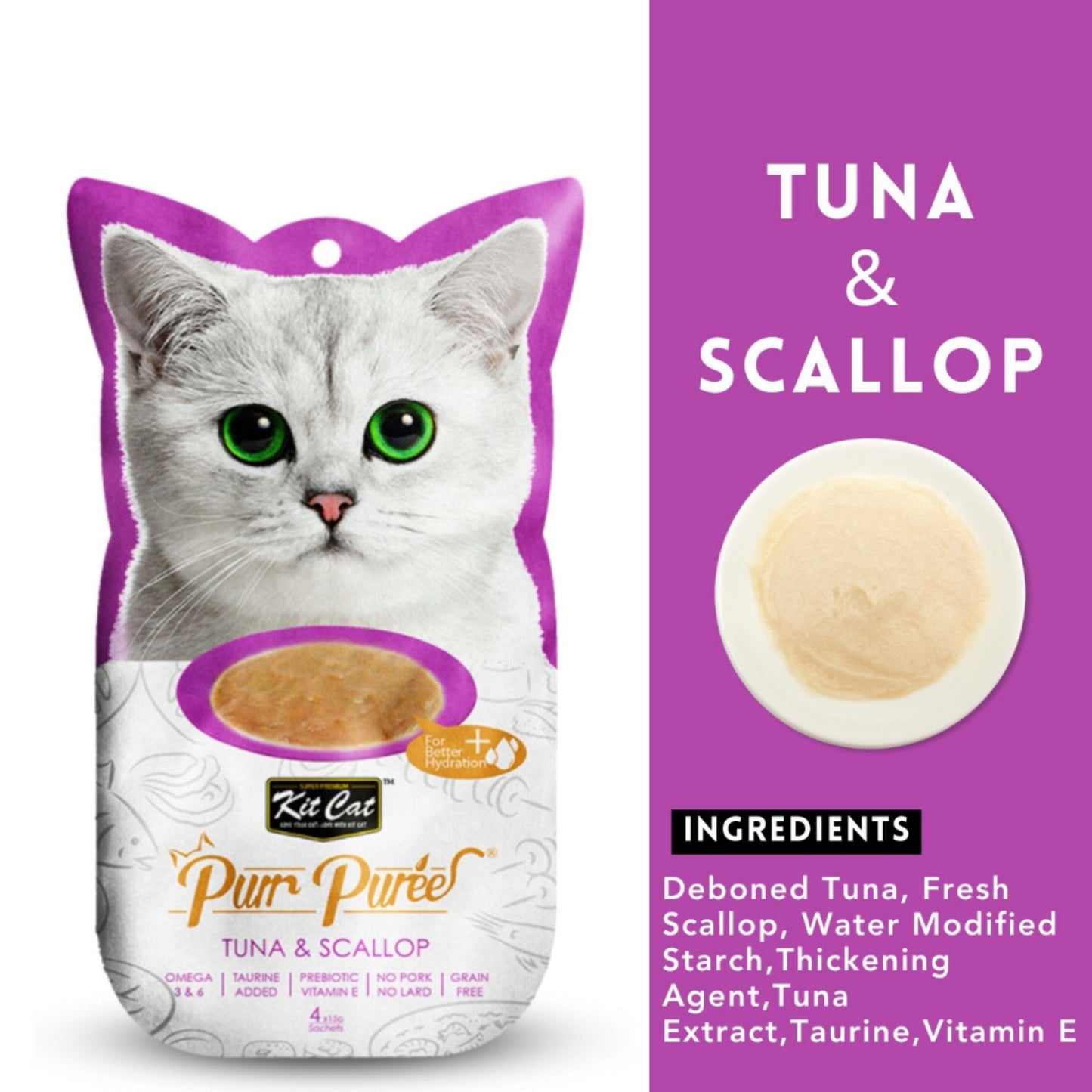 Kit Cat Purr Puree Tuna & Scallop Cat Treats - 60g