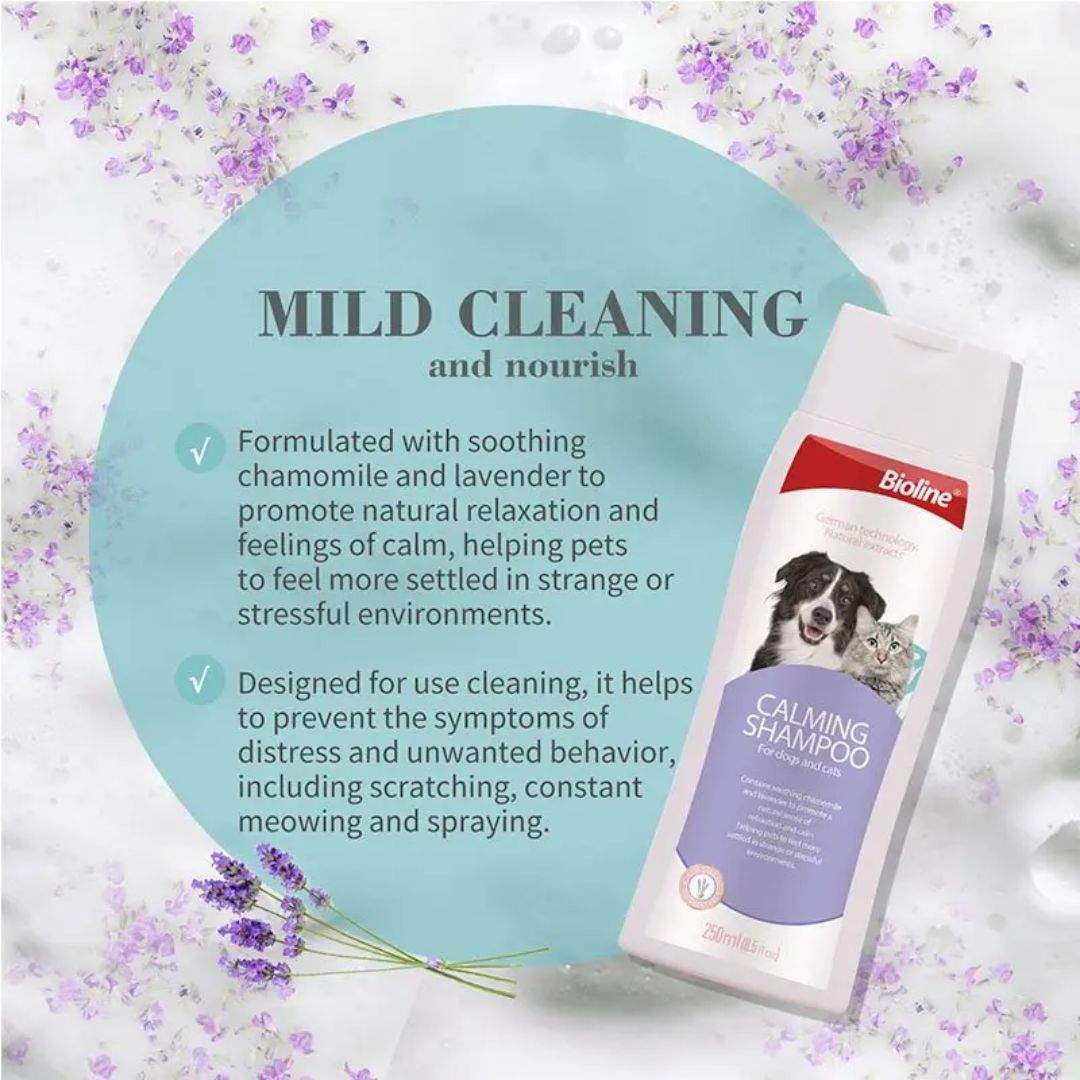 Bioline Calming Dog & Cat Shampoo 250ml Soothing Wash