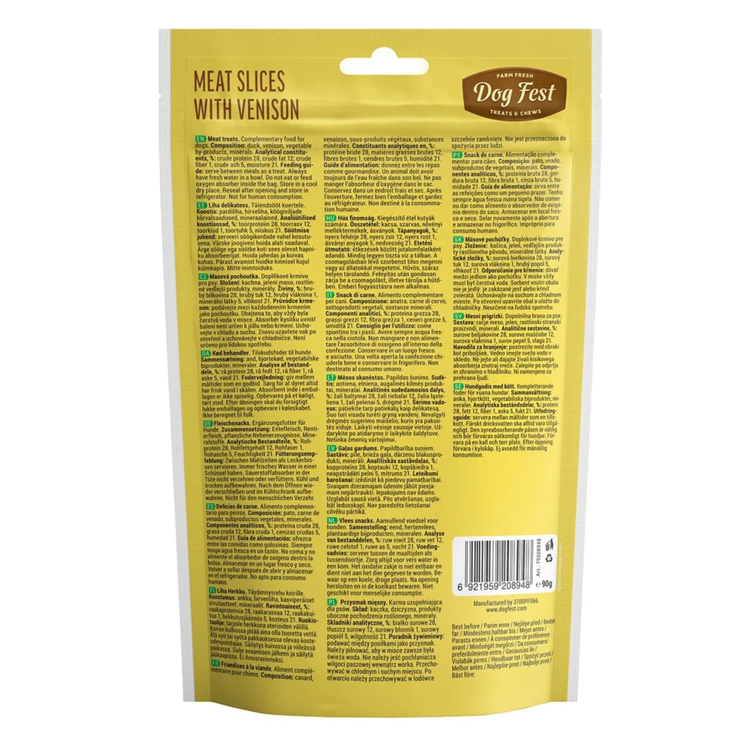 Dog Fest Slices with Venison for Adult Dogs 90g