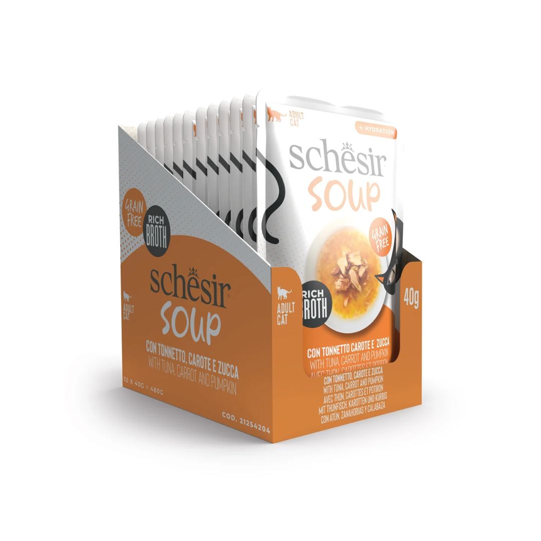 Schesir Soup Cat Wet Food in Soup Pouch-Tuna With Pumpkin 40g