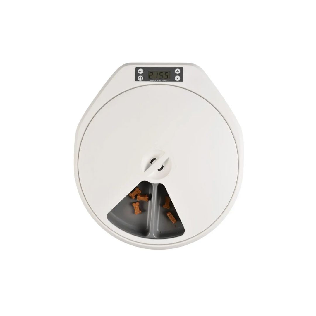 Duvo+ Automatic Pet Feeder – 5 Meal Dispenser, White/Grey 33x36x6cm
