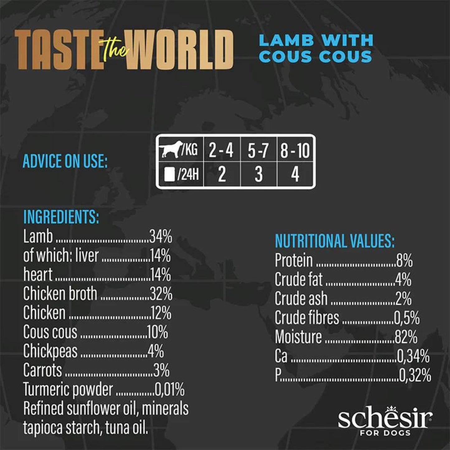 Schesir Dog Wet Food Taste the World Lamb & Couscous 150G