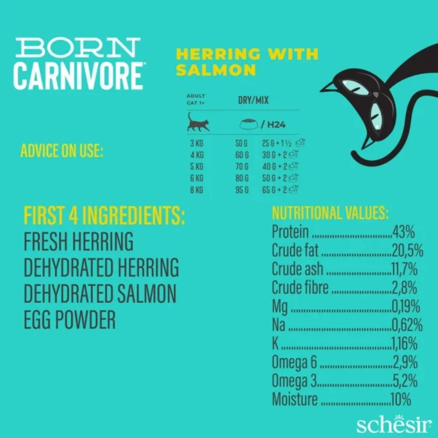 Schesir Born Carnivore Herring & Salmon Dry cat food 1.25kg