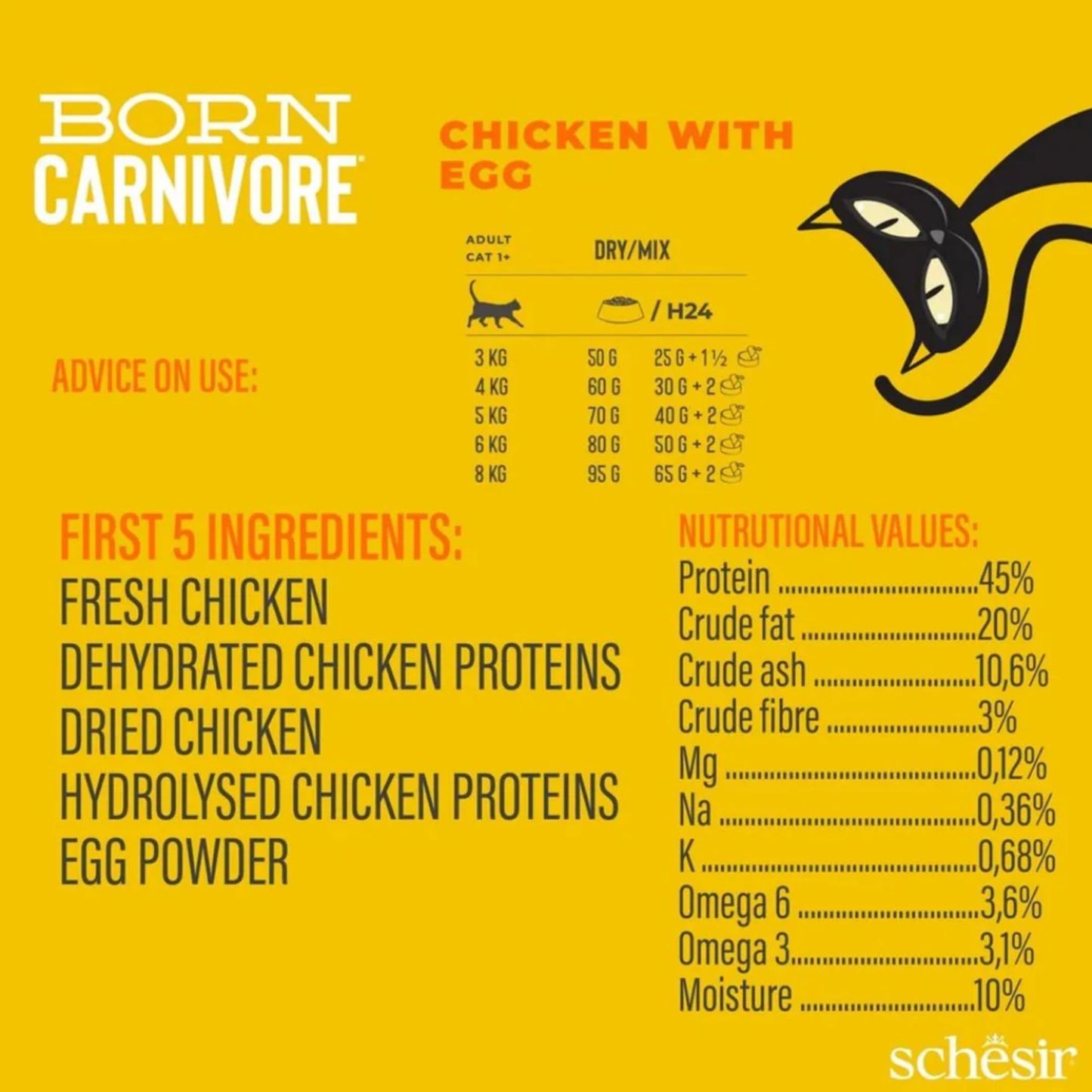 Schesir Born Carnivore Chicken & Egg Dry cat food 1.25kg