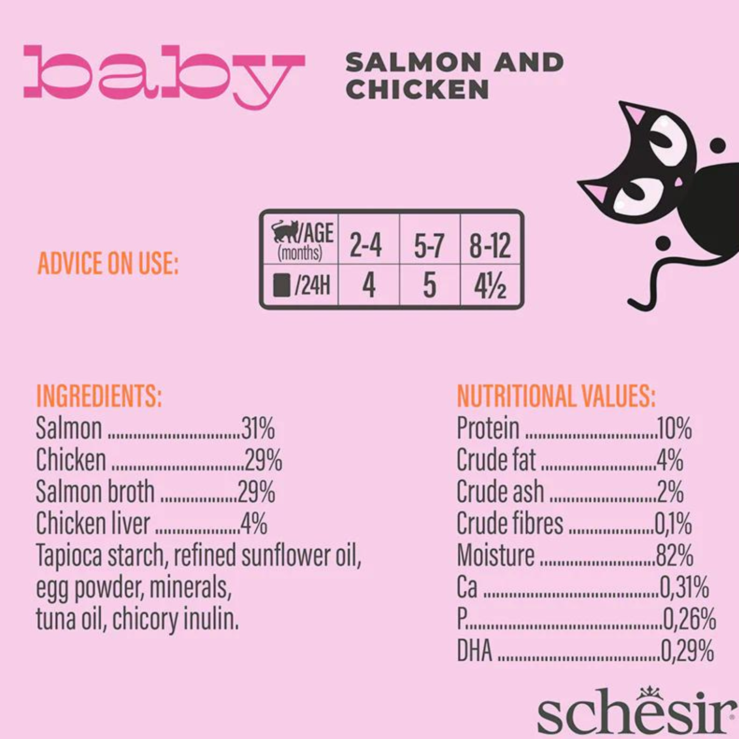 Schesir Baby Kitten Mousse Chicken & Salmon Wet Food - 70G