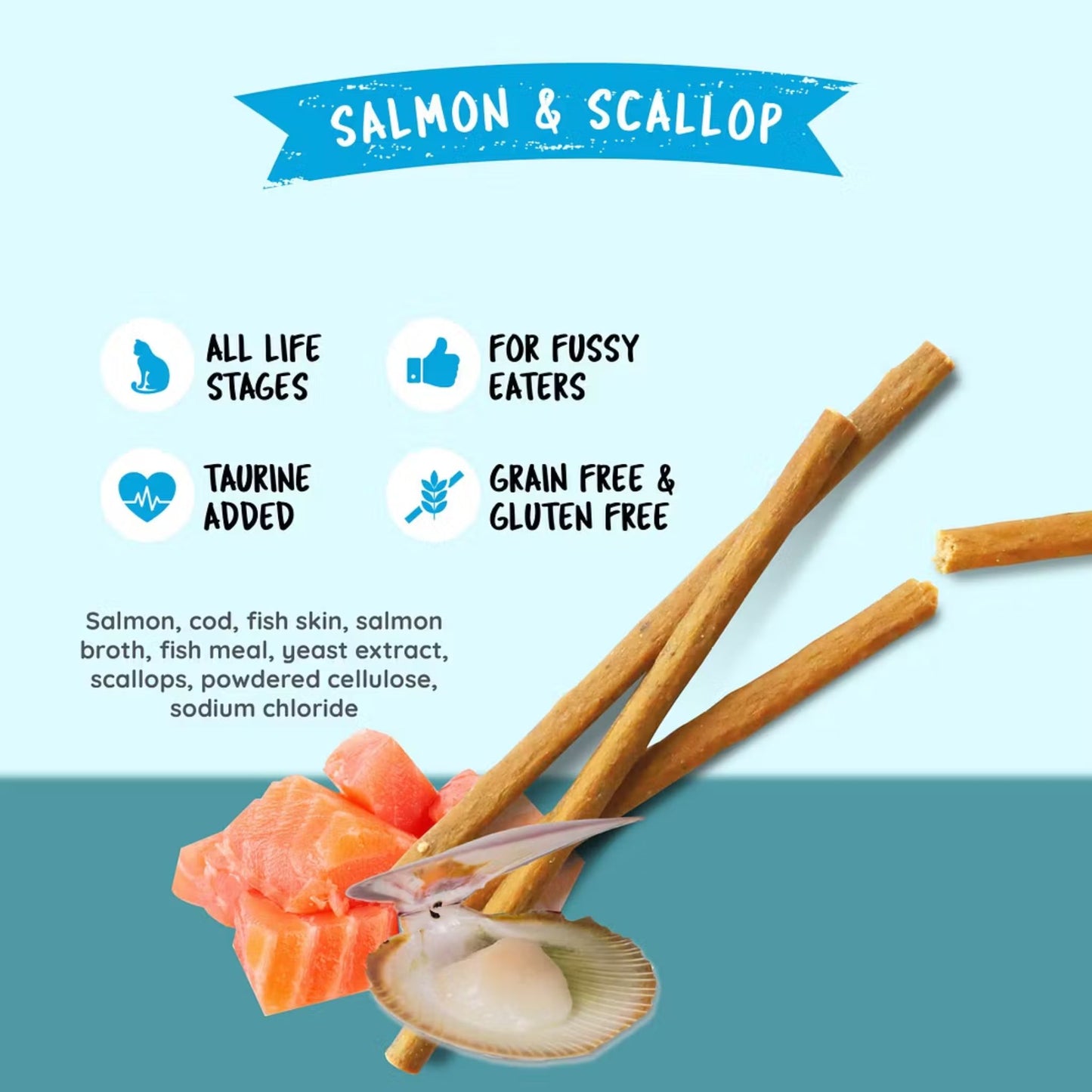 Kit Cat Grain Free Cat Stick Salmon & Scallop - 15g