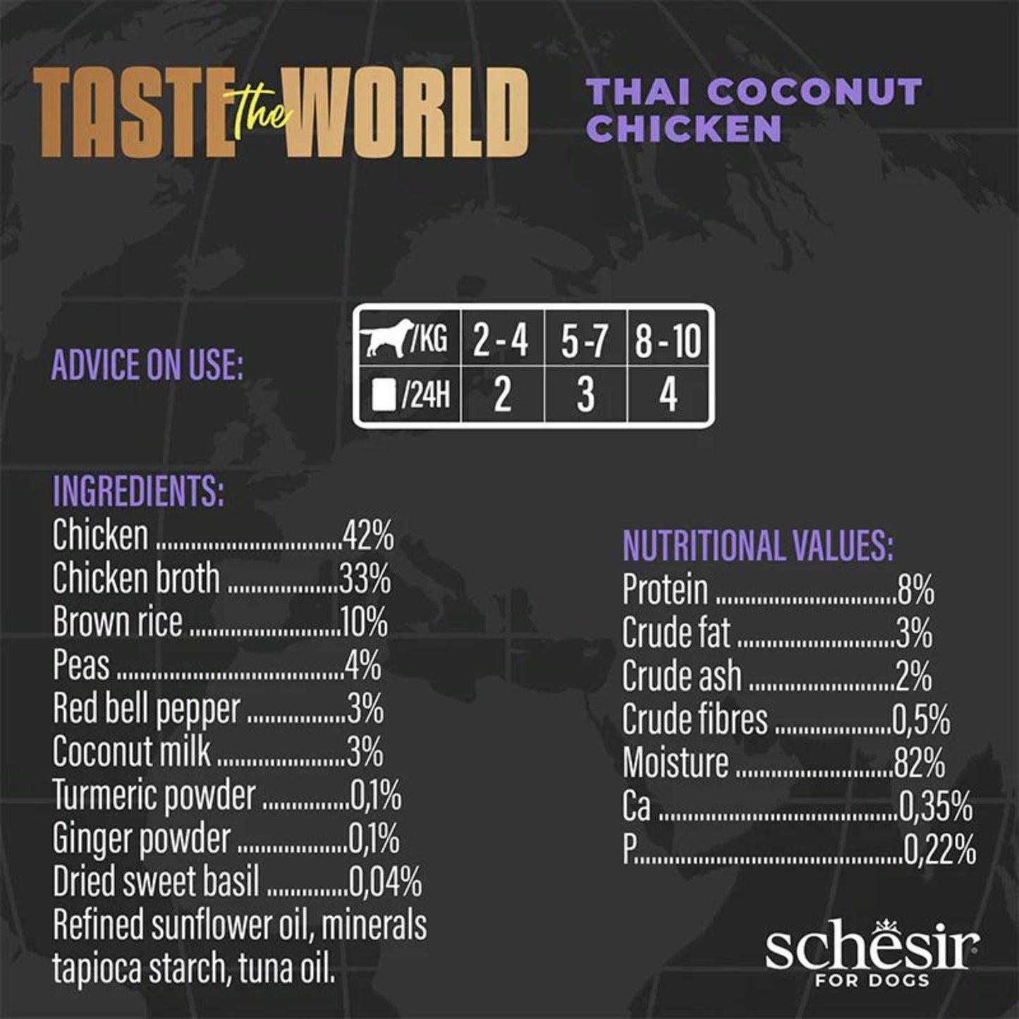Schesir Dog Wet Food Taste the World Thai Coconut Chicken 150G