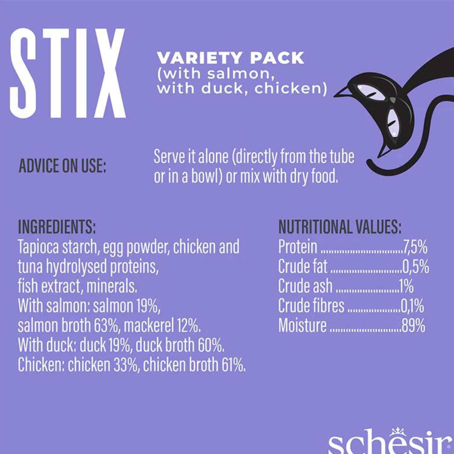 Schesir Cat Treat Stix Chicken Duck & Salmon - 6x15G