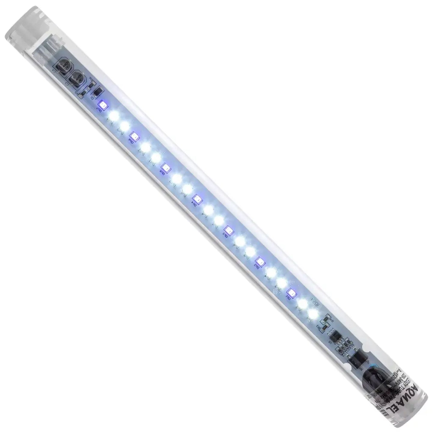LED light bar with visible LEDs on a white background