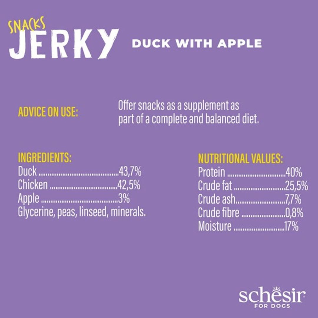 Schesir Dog Jerky Grain-Free Duck & Apple 145G