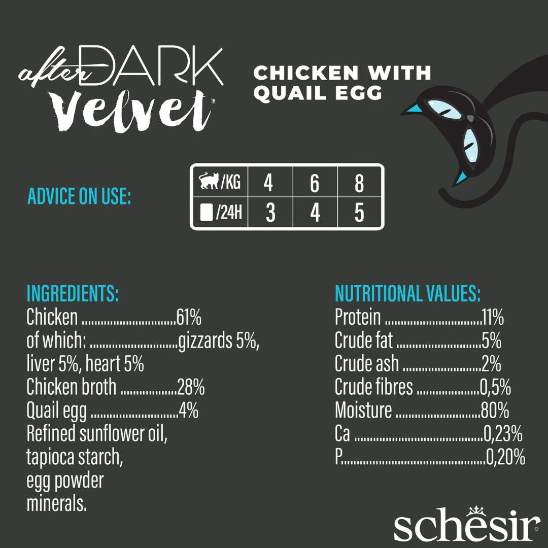 Schesir After Dark Velvet Mousse Chicken with Quail Eggs Cat Food Pouch - 80 g