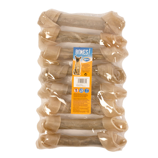 Duvo+ Knotted Rawhide Dog Bones – 8pcs, 16.5cm Long Chews