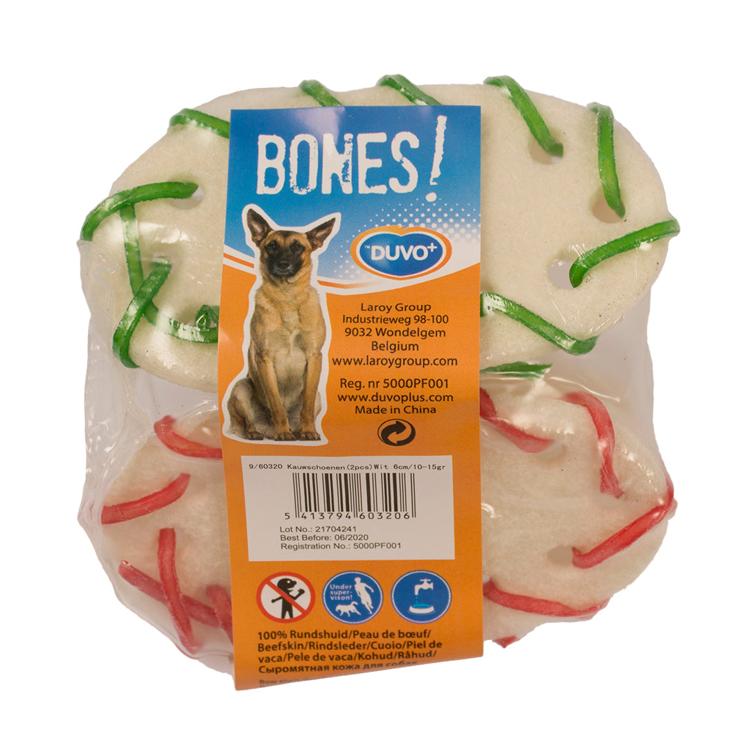 Duvo+ Shoe Rawhide White Colored Laces Dog Chews – 2 Pc, 6cm Each
