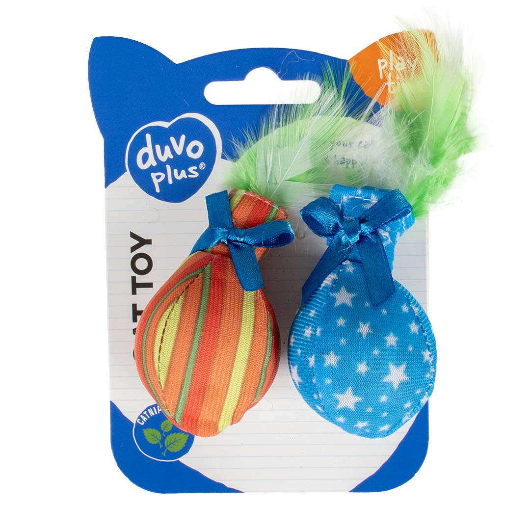 Duvo+ Assortment Balls with Feather – Mixed Colors – 14 x 8 x 4 cm