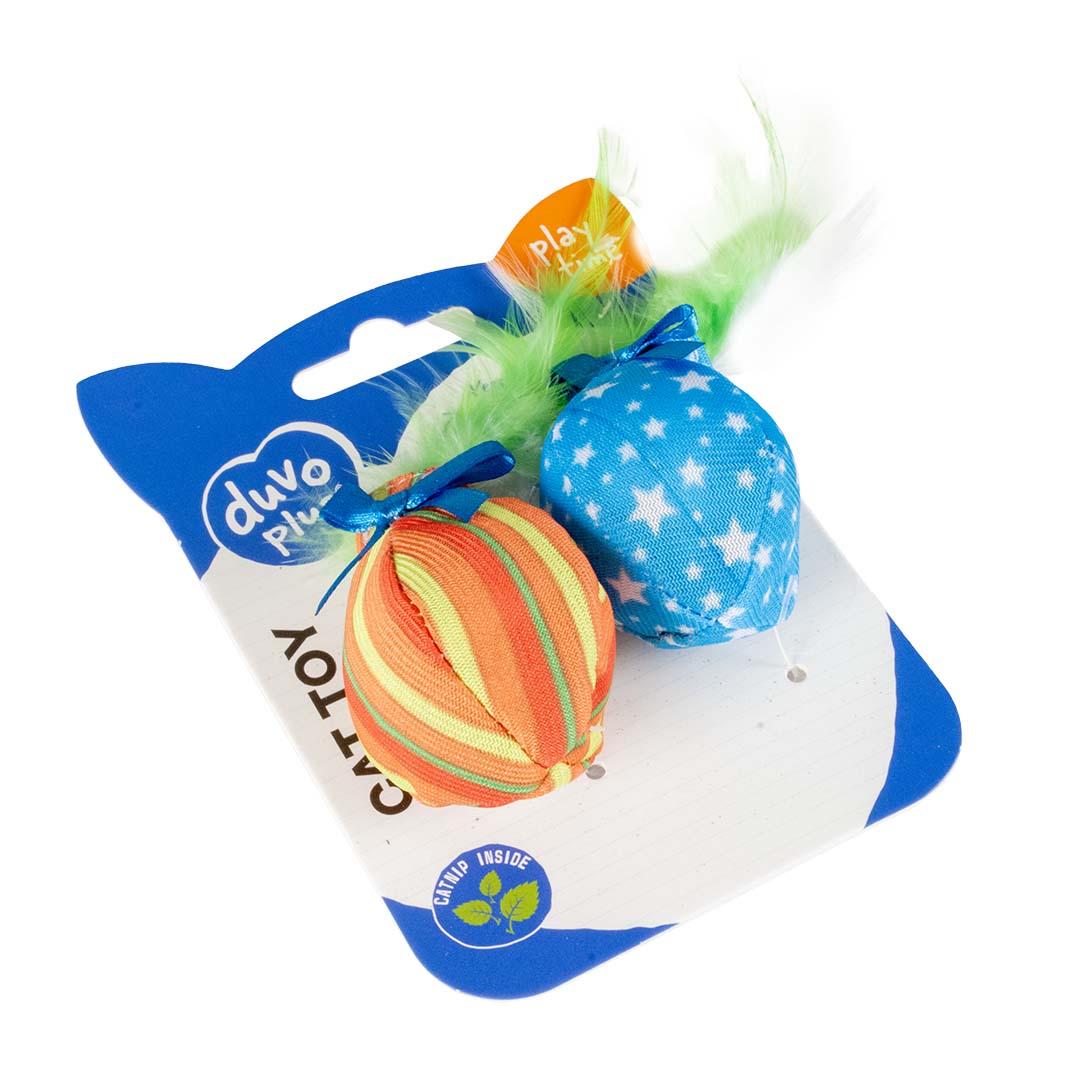 Duvo+ Assortment Balls with Feather – Mixed Colors – 14 x 8 x 4 cm