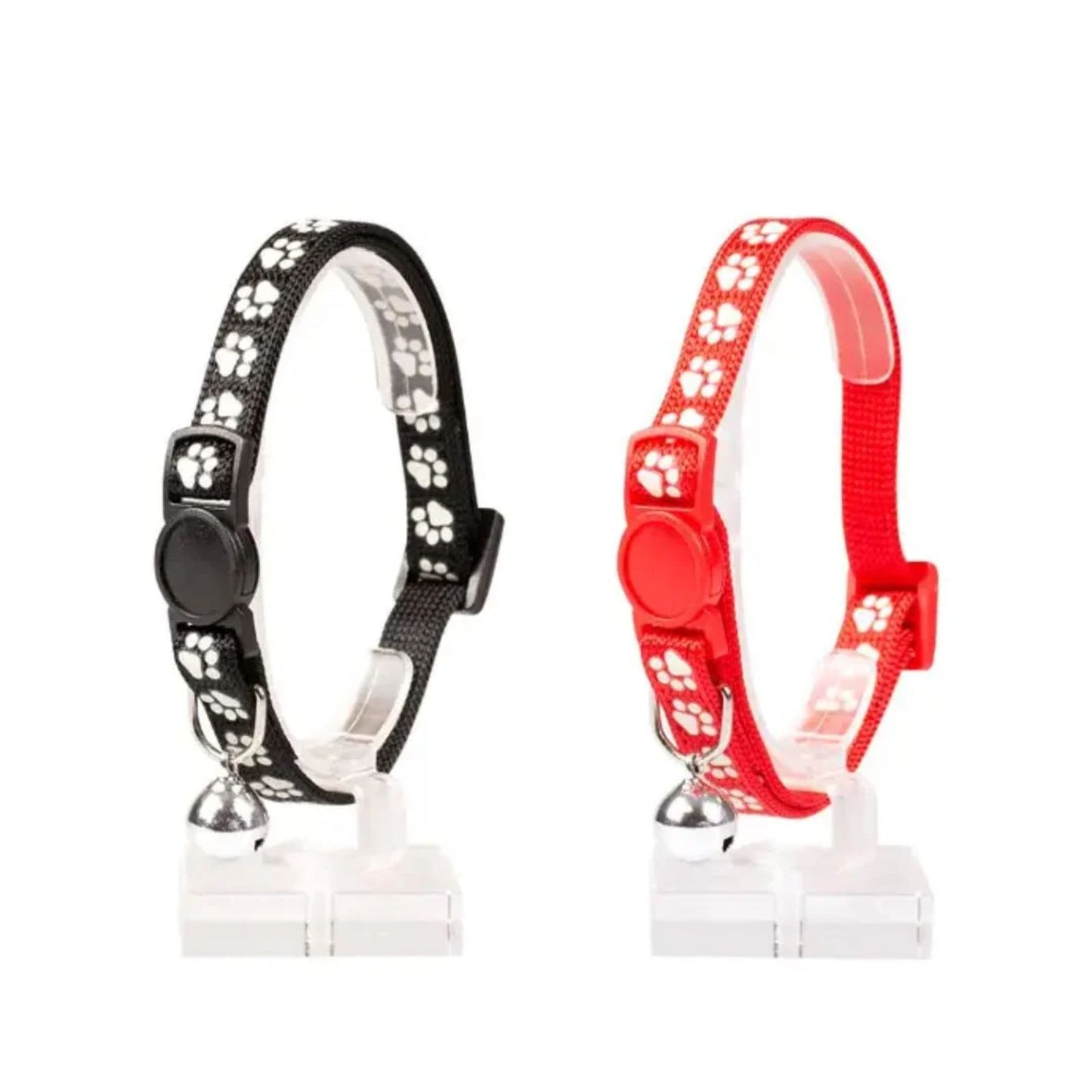 Duvo+ Cat Collar – Paws Pattern – Nylon – Mixed Colors – 20–30 cm x 10 mm