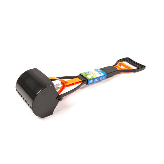 Duvo+Poop Scooper Black/Orange – Durable Plastic, 60cm Handle